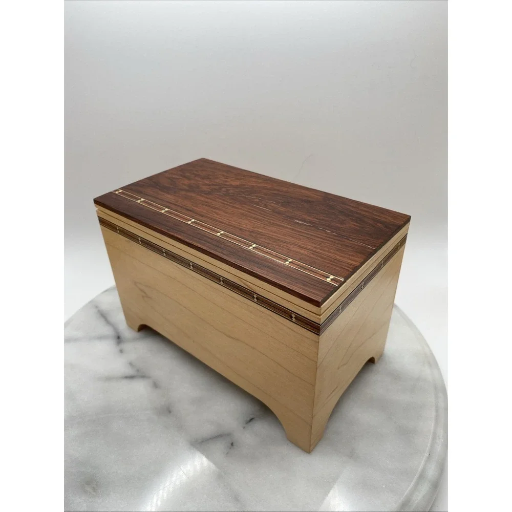 Maple Wood Trinket/Jewelry Box /Removeable Lid/ Inlay Wood 7